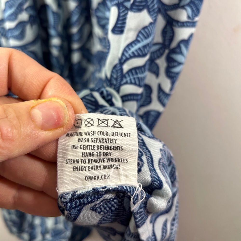 Omika ladies midi maxi dress large blue white peasant cottagecore corpcore day - Picture 9 of 16